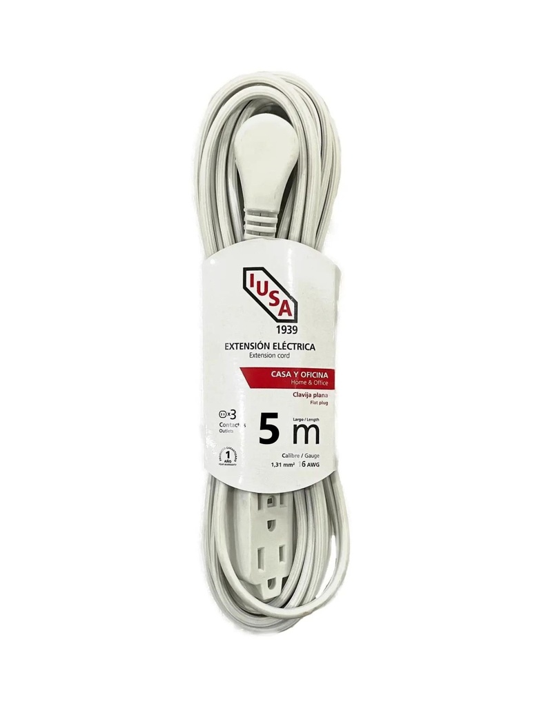 IUSA EXTENSIÓN DOMÉSTICA POLARIZADA BLANCA CLAVIJA 90° 5M (619341)(E)