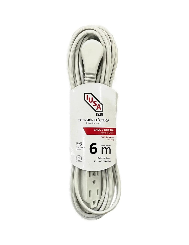 IUSA EXTENSIÓN DOMÉSTICA POLARIZADA BLANCA CLAVIJA 90° 6M (619342)(E)