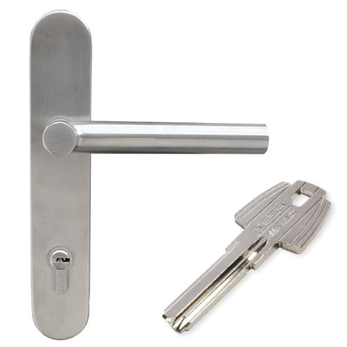 CERRADURA LAZIO TESA ENTRADA RB100 LLAVE-LLAVE ACERO INOXIDABLE JALADERA-MANIJA (MX83576)