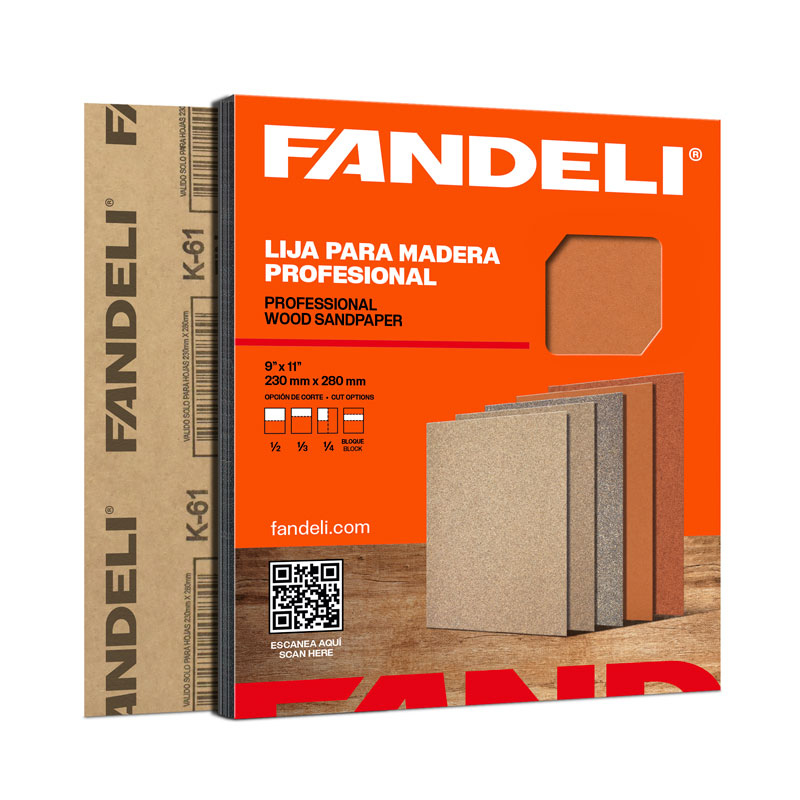 PAQUETE C/50 PIEZAS LIJA FANDELI MADERA K-61 PAÍS EXTRA FINA (17219) 