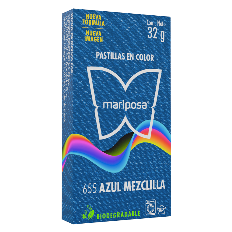 MARIPOSA PASTILLA 655 AZUL MEZCLILLA 32GR (H)