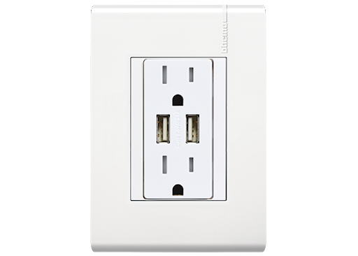 BTICINO MODUS PRO TOMACORRIENTE 2P+T+2 CARGADORES USB (E6028NUSBPTL) (E)