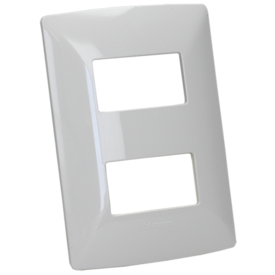 BTICINO MX PLACA RESINA 2 VENTANAS CHASIS BLANCO MÉRIDA (QZ4803M2BN) (E)