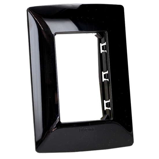 BTICINO MX PLACA RESINA 3 VENTANAS CHASIS NEGRO OBSIDIANA (QZ4803M3NR) (E)