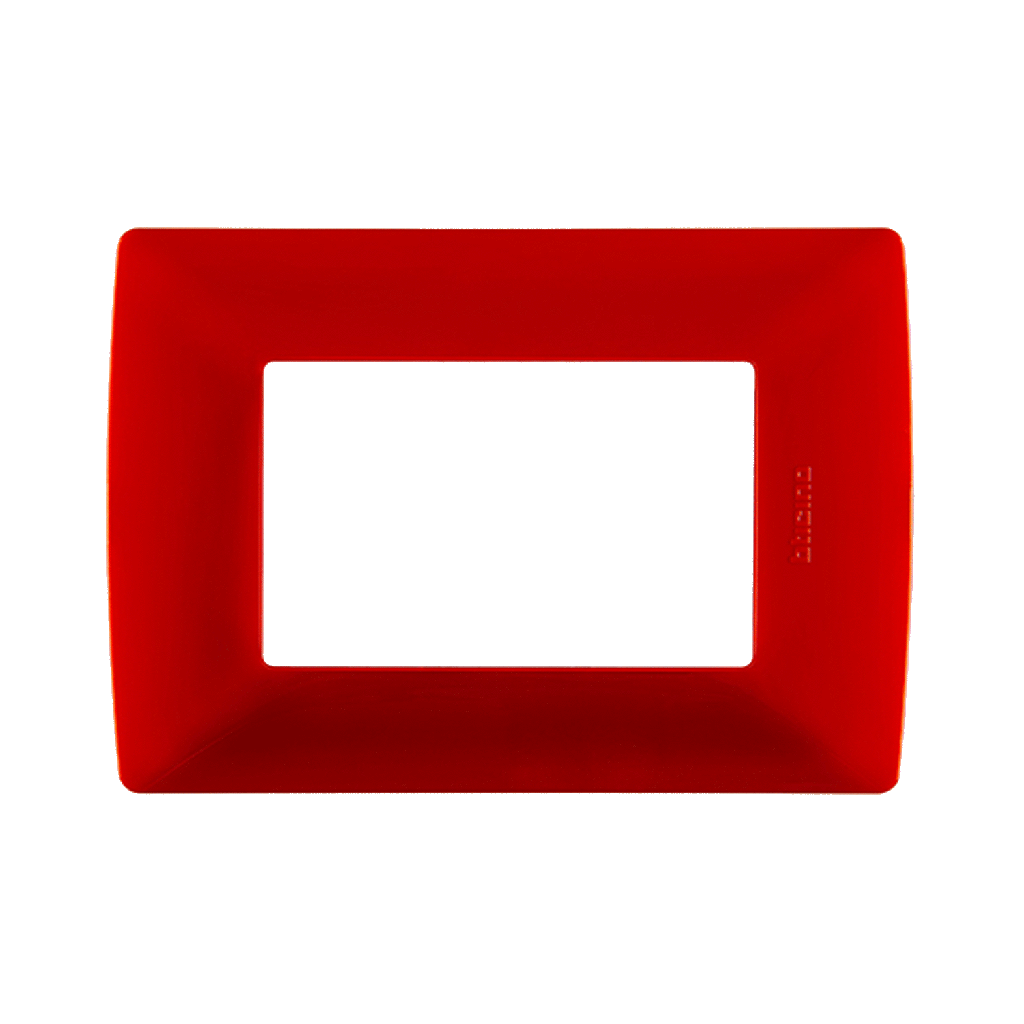 BTICINO MX PLACA RESINA 3 VENTANAS CHASIS ROJO (QZ4803M3RO) (E)