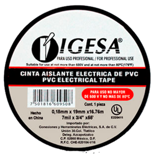 PAQUETE C/10PZ CINTA AISLANTE IGESA 19MM X 18M (E)