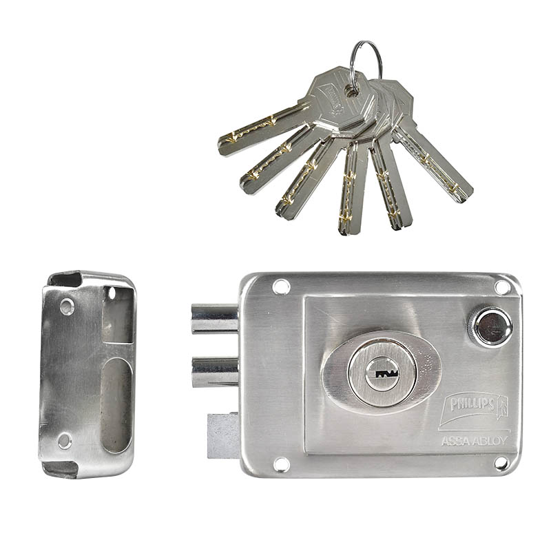 CERRADURA PHILLIPS HS-4200-AS 6 INSTAFÁCIL IZQUIERDA ACERO INOXIDABLE SOBREPONER (MX2665)(H)