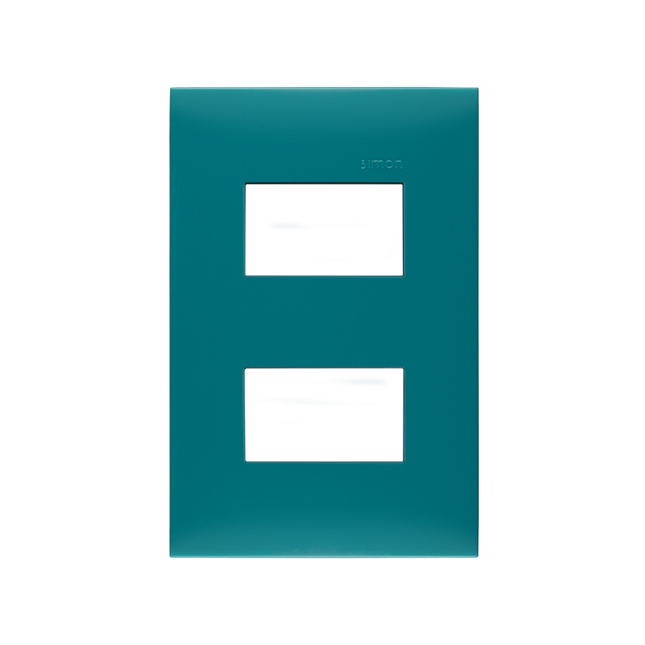 PLACA SIMON 2 VENTANAS S/CHASIS VERDE AQUA (25612-58)(E)