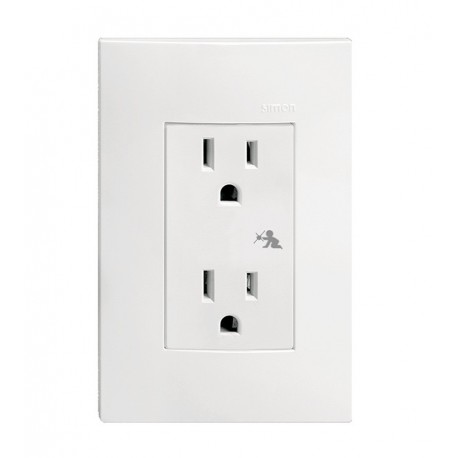 PLACA SIMON C/1 TOMACORRIENTE DUPLEX 2P+T BLANCO (23424-80)(E)