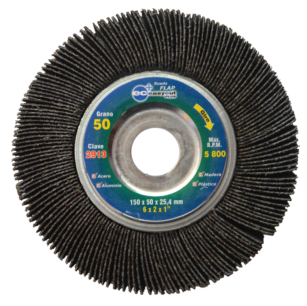RUEDA FLAP AUSTROMEX C/CENTRO METÁLICO 6" GRANO 50 (2913) (H)