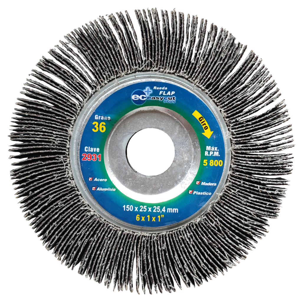 RUEDA FLAP AUSTROMEX C/CENTRO METÁLICO 6" GRANO 36 (2931) (H)