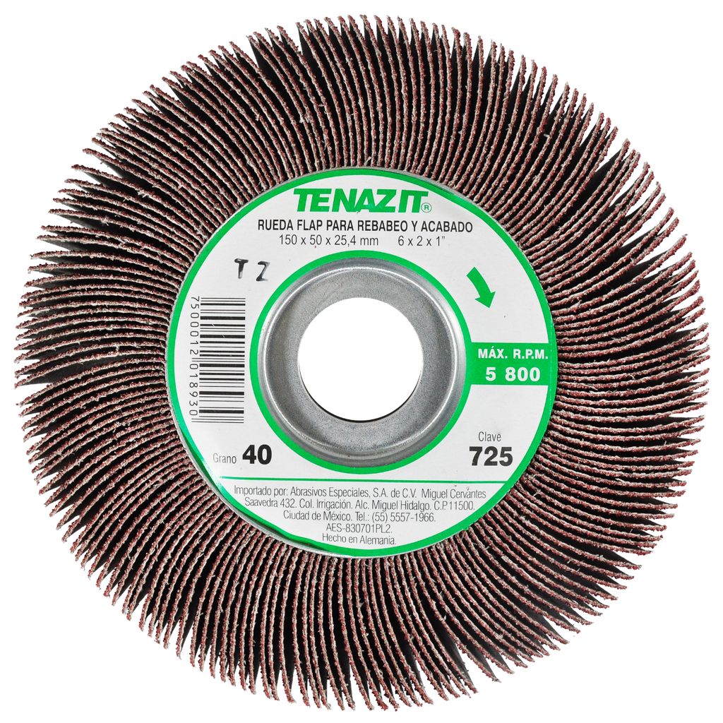 RUEDA FLAP PREMIUM AUSTROMEX C/CENTRO METÁLICO 6" GRANO 40 (725)(H)