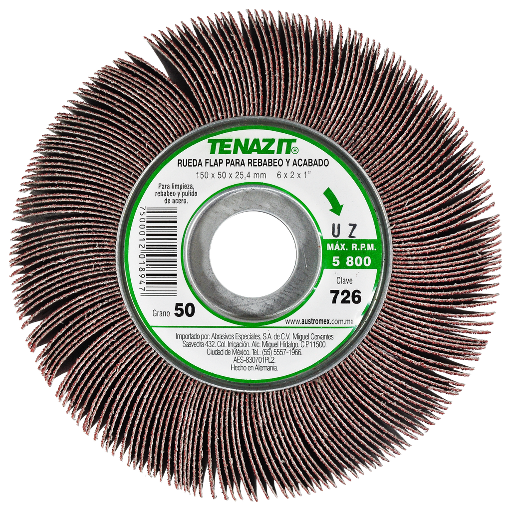 RUEDA FLAP PREMIUM AUSTROMEX C/CENTRO METÁLICO 6" GRANO 50 (726)(H)