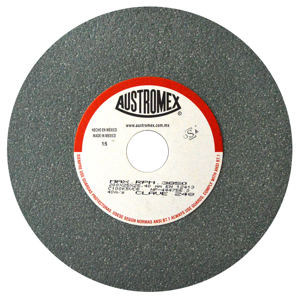 RUEDA ABRASIVA AUSTROMEX P/ESMERILAR-AFILAR 8" GRANO 100 (248)(H)