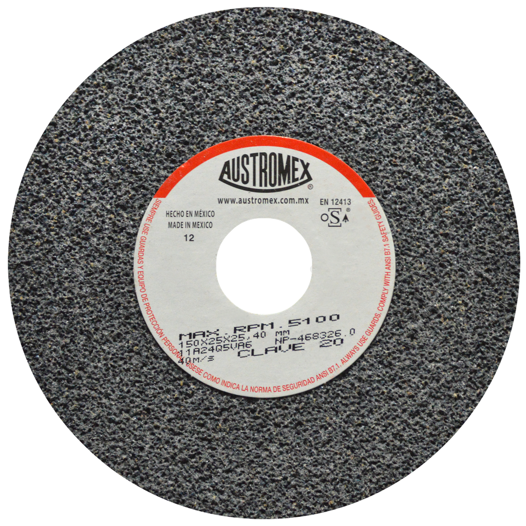 RUEDA ABRASIVA AUSTROMEX USO GENERAL 6" GRANO 24 (20) (H)