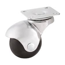 RODAJA HANDY BOLA DE HULE C/PLACA 1-1/2" CROMO (7030)(E)