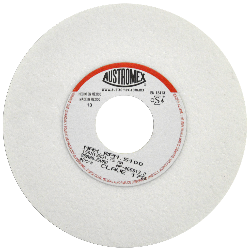 RUEDA ABRASIVA AUSTROMEX P/RECTIFICAR SUPERFICIES 6" GRANO 80 (178)