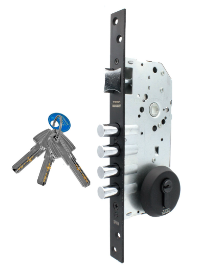 MECANISMO TESA RB100 NEGRO P/CERRADURA DE EMBUTIR DE BULONES C/PICAPORTE Y ESCUDO E300 S/MANIJA S/CILINDRO (MX89719)