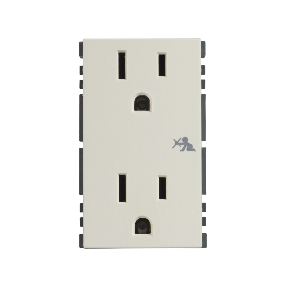 TOMACORRIENTE SIMON DUPLEX 2P+T S/CHASIS MARFIL (25424-31)(E)