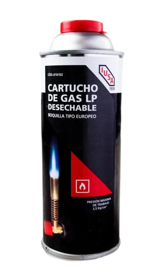 IUSA CARTUCHO DE GAS P/SOLDAR C/VÁLVULA ROSCADA EURO E-12 450ML (616103)
