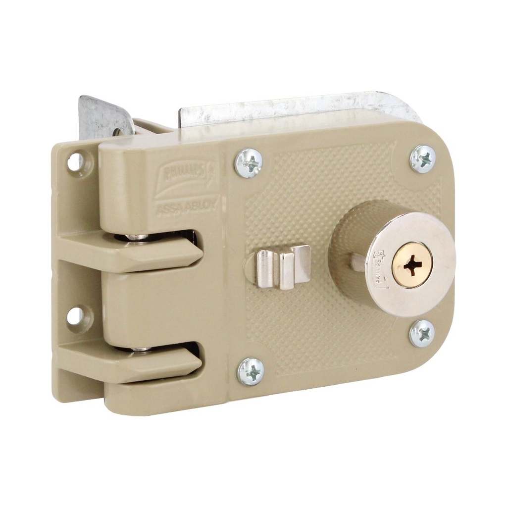 CERRADURA PHILLIPS X-625 DOBLE CILINDRO IZQUIERDA BEIGE INSTAFÁCIL SOBREPONER TETRA LLAVE (MX7055)(H)