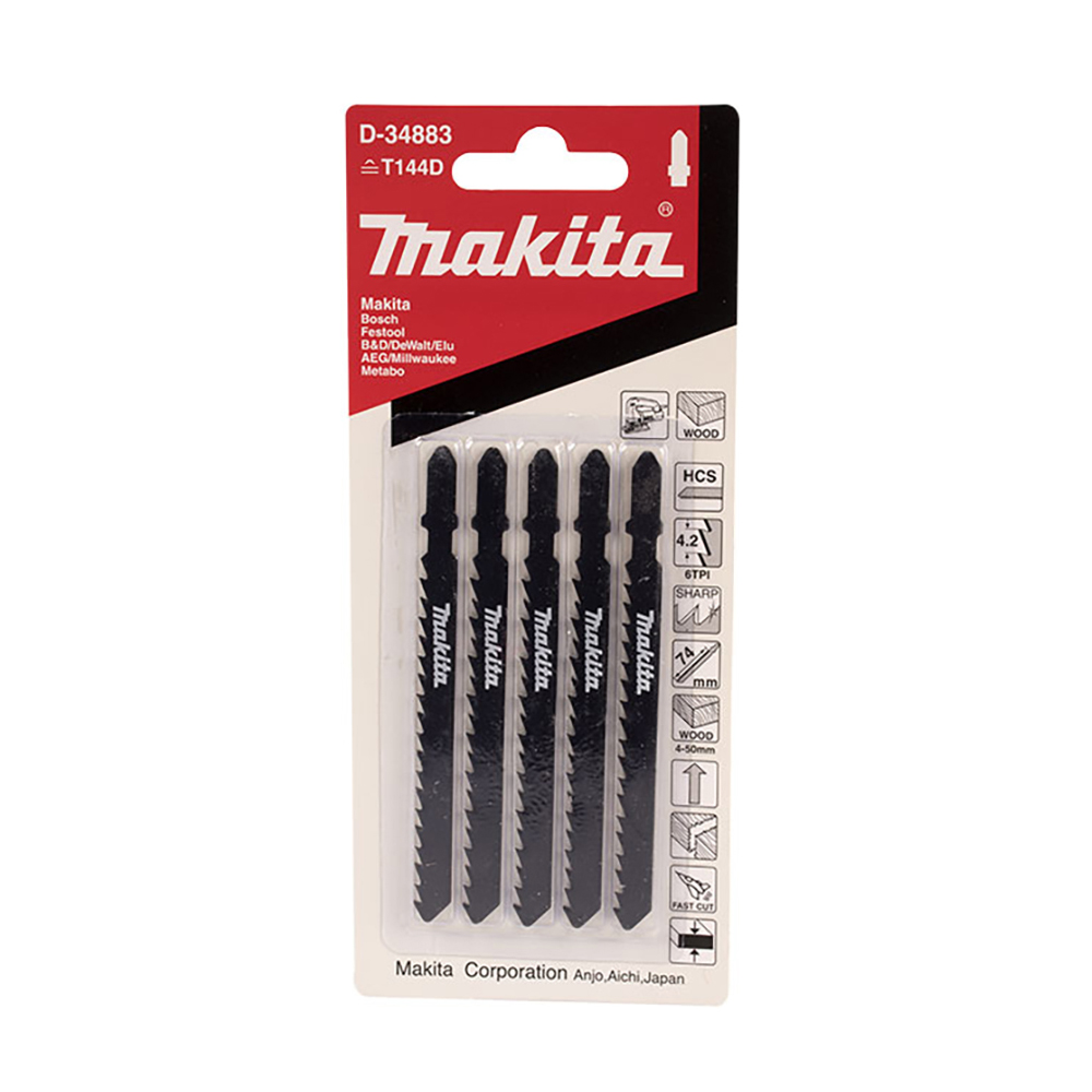 SEGUETA P/CALADORA MAKITA P/MADERA CORTE RECTO (B16) T144D C/5PZ (D-34883)