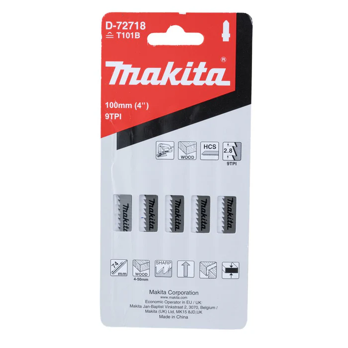 SEGUETA P/CALADORA MAKITA P/MADERA CORTE RECTO (B11) T101B C/5PZ (D-72718)