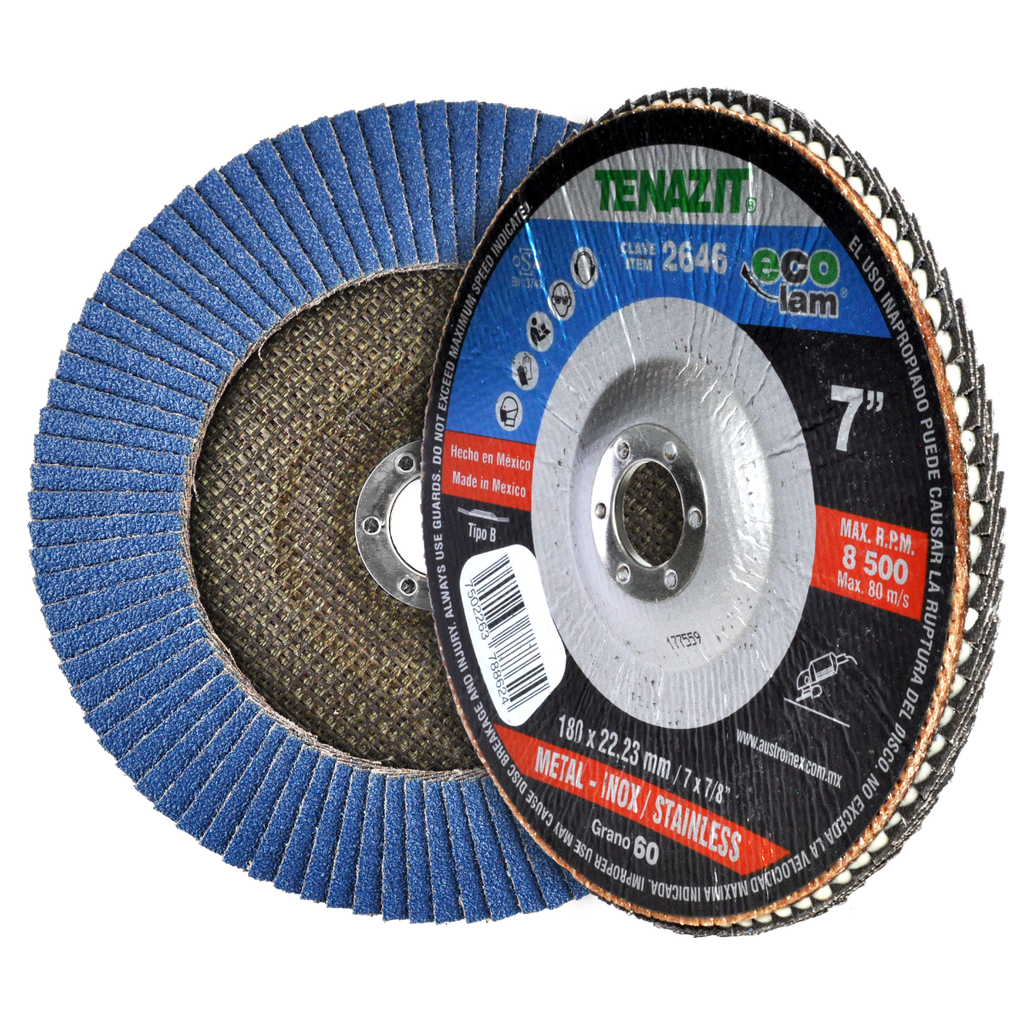 DISCO AUSTROMEX LAMINADO 7" X 7/8 GRANO 60 P/DESBASTE (2646)(H)