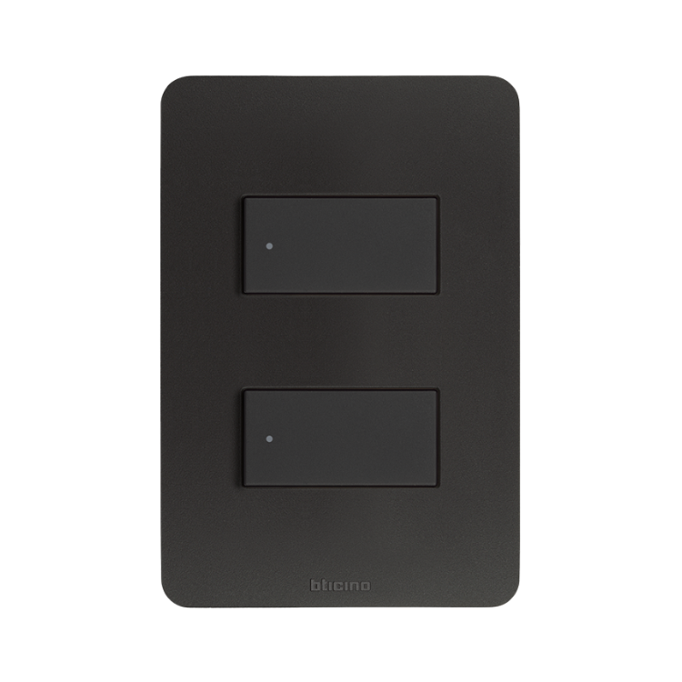 BTICINO MODUS PRO PLACA DE 2 MÓDULOS C/CHASIS DE RESINA NEGRO MATE (E5N2PTLN)