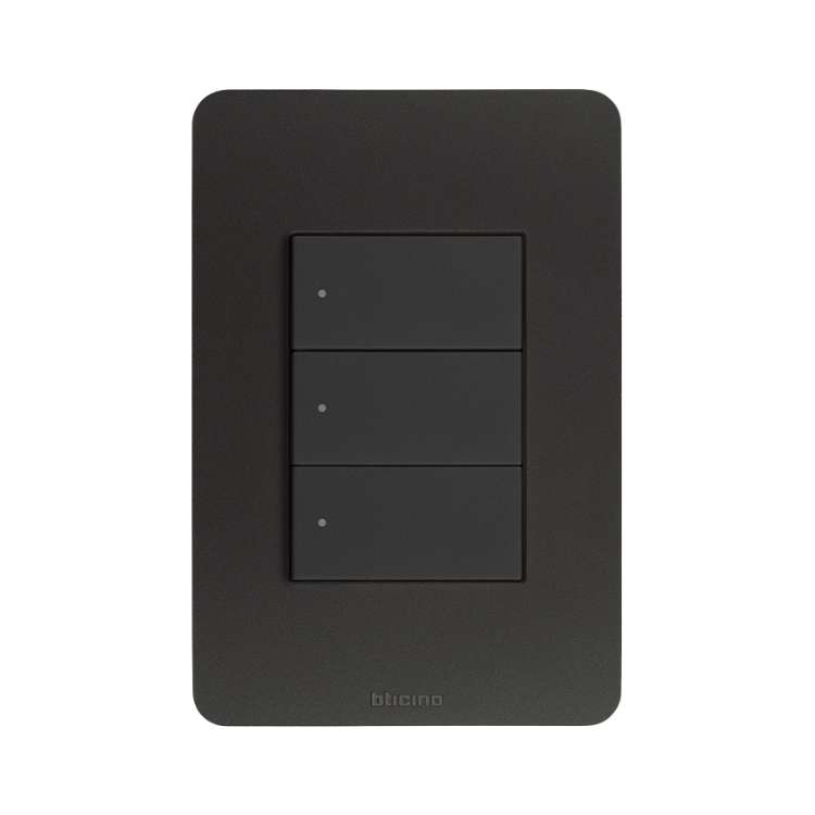 BTICINO MODUS PRO PLACA DE 3 MÓDULOS C/CHASIS DE RESINA NEGRO MATE (E5N3PTLN)