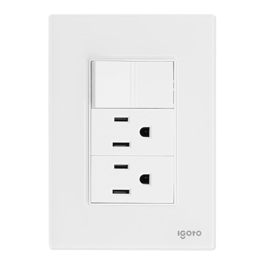 IGOTO PLACA ARMADA BLANCA C/1 APAGADOR SENCILLO + 2 CONTACTOS DE 1 MÓDULO (CRIS1003)(E)