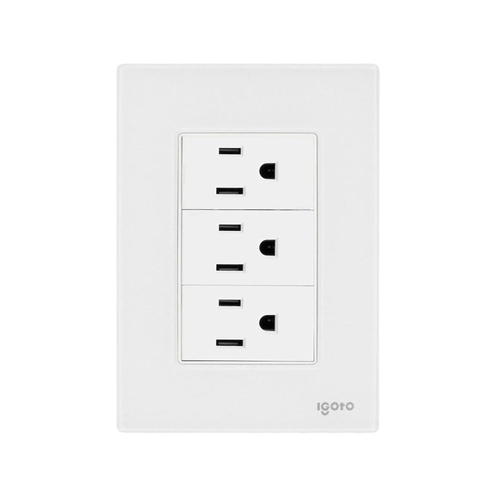 IGOTO PLACA ARMADA BLANCA C/3 CONTACTOS DE 1 MÓDULO (CRIS1004)(E)