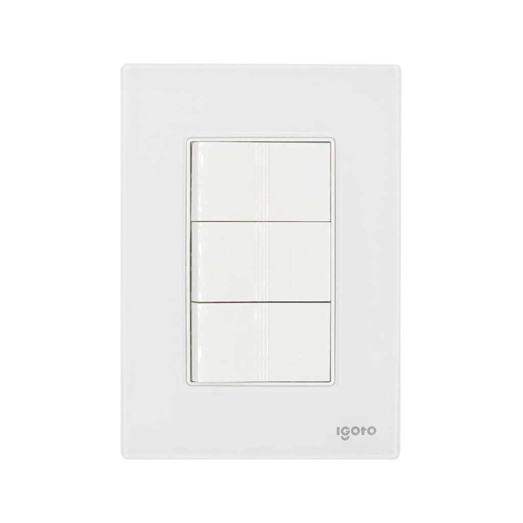 IGOTO PLACA ARMADA BLANCA C/2 APAGADORES SENCILLOS + 1 APGADOR ESCALERA DE 1 MÓDULO (CRIS1016)(E)