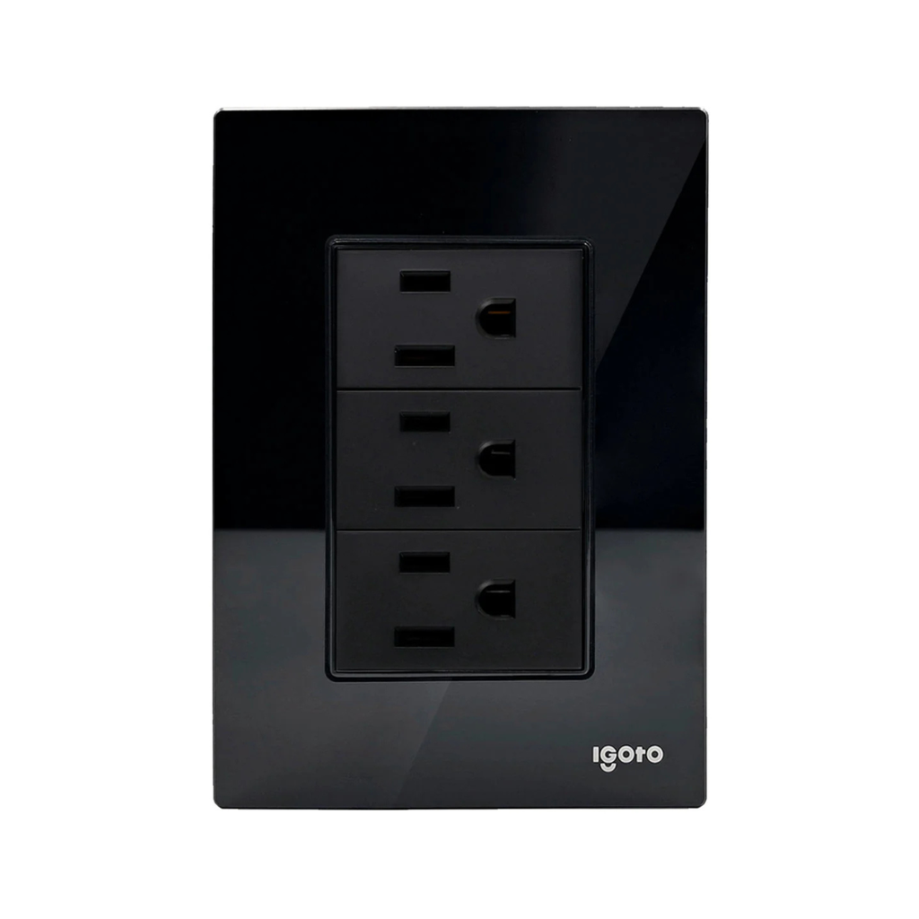 IGOTO PLACA ARMADA NEGRA C/3 CONTACTOS DE 1 MÓDULO (CRIS2004)(E)