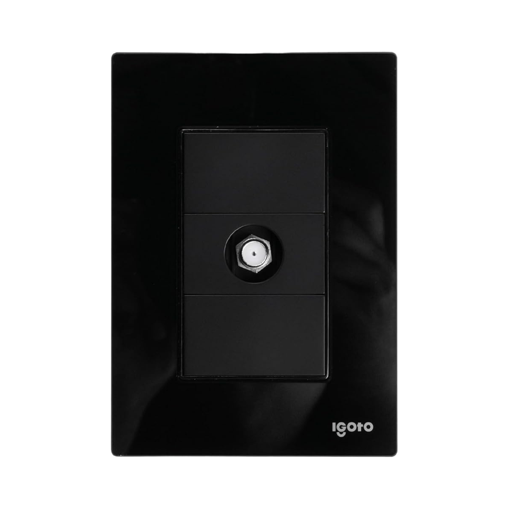 IGOTO PLACA ARMADA NEGRA C/ 1 TOMA COAXIAL SALIDA T.V. (CRIS2011)(E)