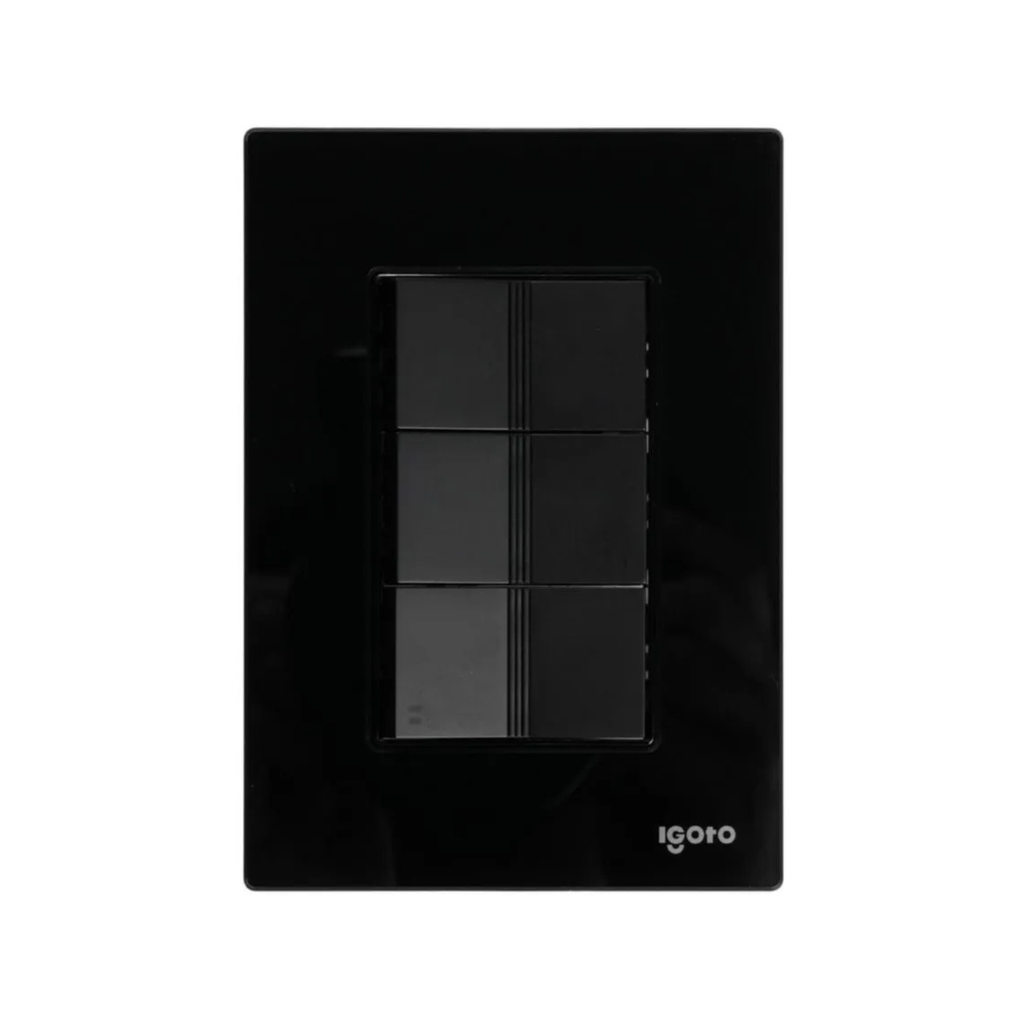 IGOTO PLACA NEGRA C/2 APAGADORES SENCILLOS + 1 APAGADOR ESCALERA DE 1 MÓDULO (CRIS2016)(E)