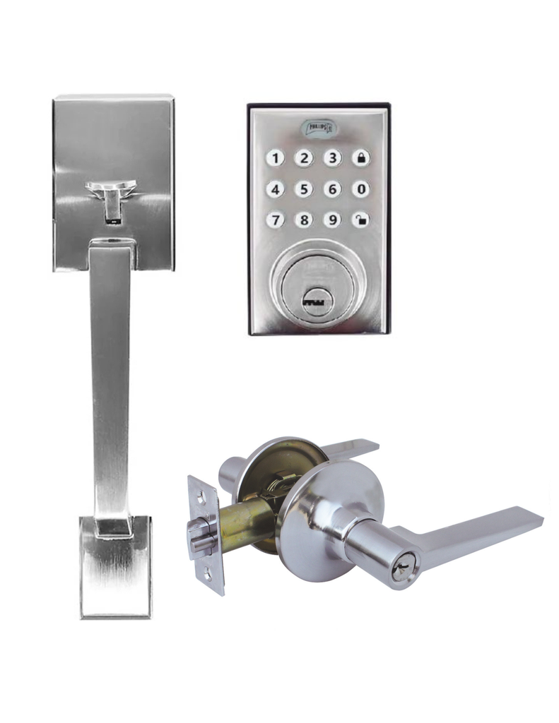 GATILLO NAPOLES / MANIJA FRESNO + CERROJO DIGITAL PCD265 NÍQUEL SATÍN (MX7016)