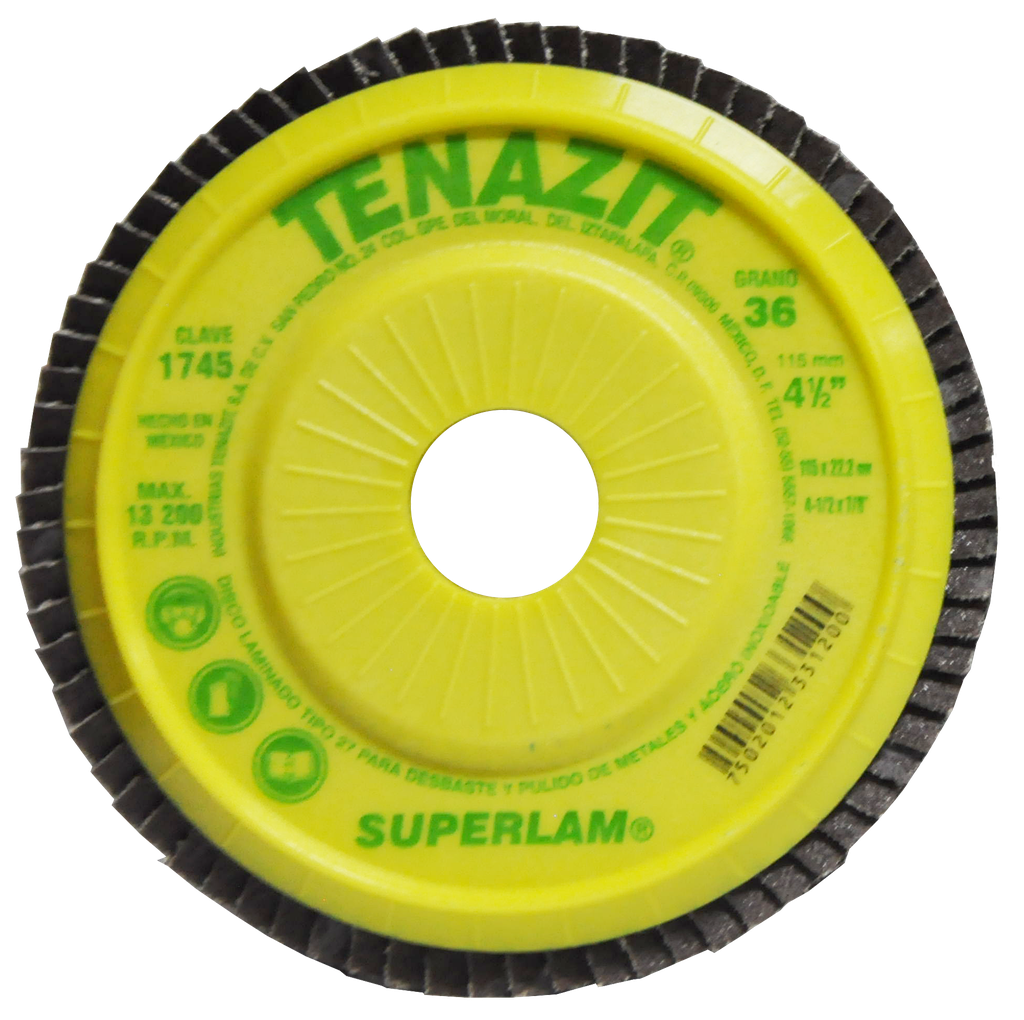 DISCO LAMINADO AUSTROMEX SUPERLAM 4-1/2" S/ROSCA GRANO 36 (1745)(H)