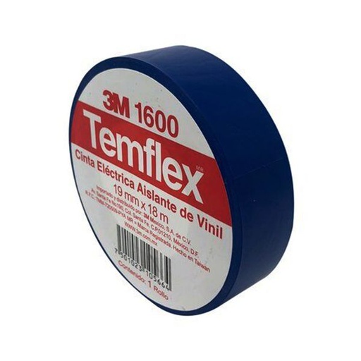 [3MCTE1918AZ] 3M CINTA TEMFLEX AZUL 19X18M (1600)(E)