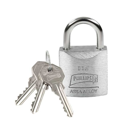[PHCA0BGCM115] CANDADO METÁLICO PHILLIPS 115 GANCHO CORTO BLISTER (MX271)(H)