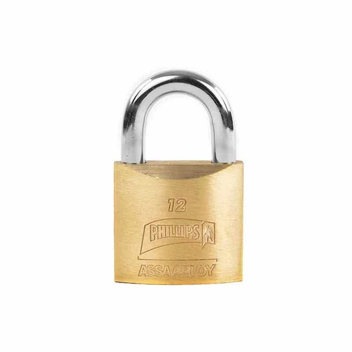 [PHCA012GC] CANDADO PHILLIPS 12 GANCHO CORTO LATÓN MACIZO (MX112)(H)
