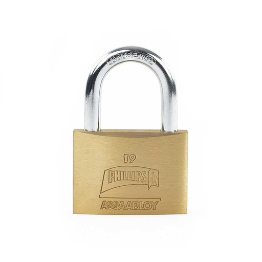 [PHCA019GC] CANDADO PHILLIPS 19 GANCHO CORTO LATÓN MACIZO (MX243)(H)
