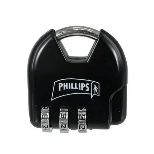 [PHCA004ANE] CANDADO DE COMBINACIÓN 4 PHILLIPS (MALETERO) NEGRO BLISTER (MX2320)(H)