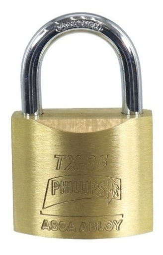 [PHCATX035] CANDADO PHILLIPS TX- 35 TETRA-LLAVE LATÓN MACIZO (MX452)(H)