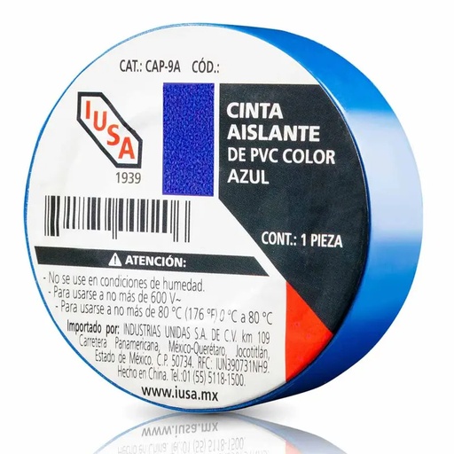 [IU-1CINTPVCA] IUSA CINTA AISLANTE AZUL 19MM X 18M (616317)(E) DDD