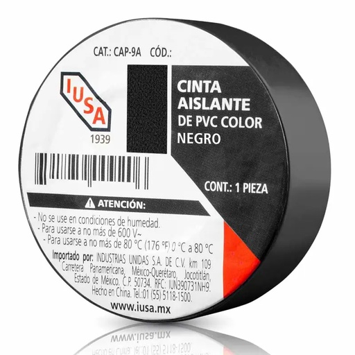 [IU-1CINTPVCN] IUSA CINTA AISLANTE NEGRA 19MM X 18M (616313)(E) DDD