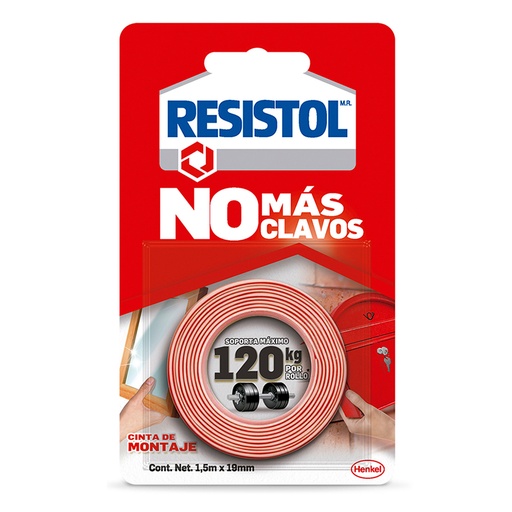 [HERNMCM120] CINTA RESISTOL NO MÁS CLAVOS ROJA 1.5M x 120KG