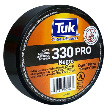 [TKCNV330C] CINTA TUK AISLANTE VINIL 330 NEGRA 19MM X 18M (345320)(E)