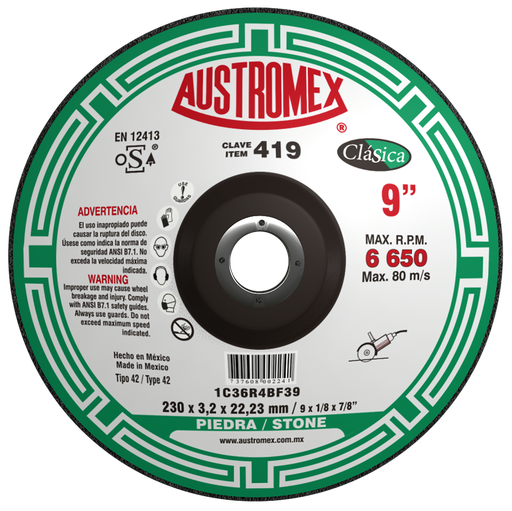 [AU067DCP0419] DISCO CAZUELA AUSTROMEX P/CORTE PIEDRA 9" (419)(H) DDD