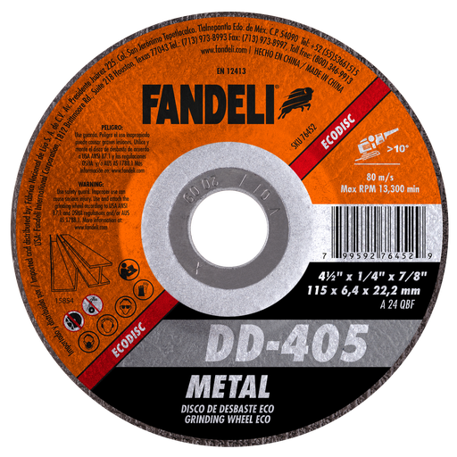 [FADCORT74652] DISCO CAZUELA FANDELI CORTE ESTÁNDAR P/METAL 4-1/2" (74652)(H)